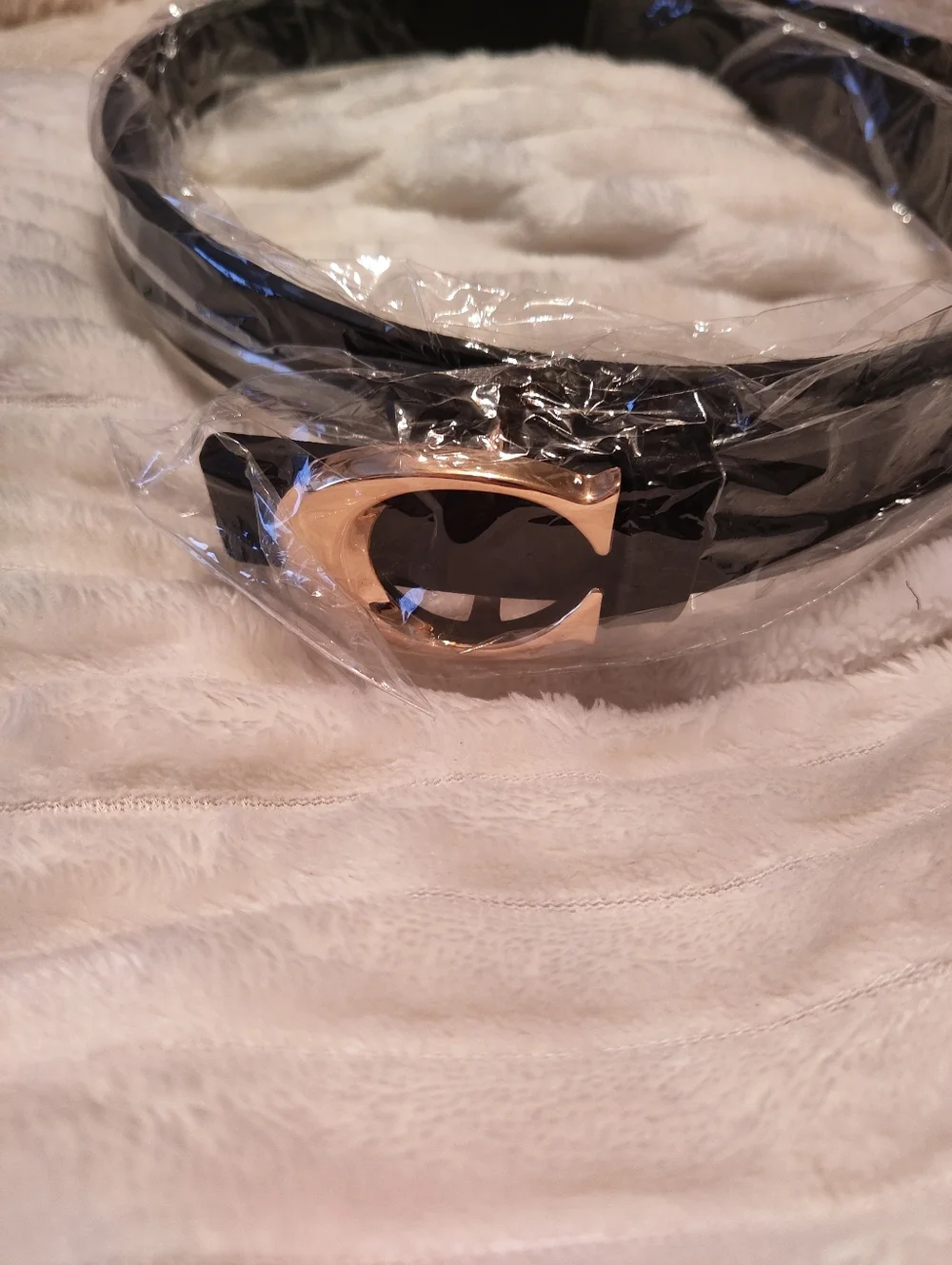 Black C Buckle Adjustable Belt High Quality Luxury Vegan Leather New - Picture 8 of 8